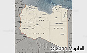 Shaded Relief Map of Libya, darken, semi-desaturated