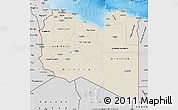 Shaded Relief Map of Libya, desaturated, land only