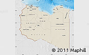 Shaded Relief Map of Libya, lighten, desaturated, land only