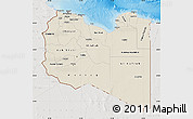 Shaded Relief Map of Libya, lighten, semi-desaturated, land only