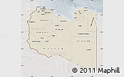 Shaded Relief Map of Libya, lighten, semi-desaturated