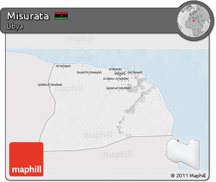 Silver Style 3D Map of Misurata, single color outside