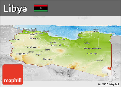 Physical Panoramic Map of Libya, lighten, desaturated, land only