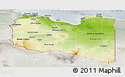 Physical Panoramic Map of Libya, lighten, semi-desaturated