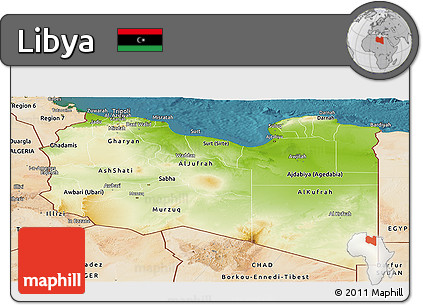 Physical Panoramic Map of Libya, satellite outside