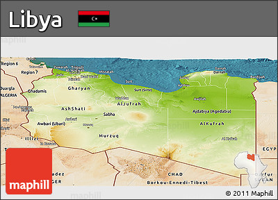 Physical Panoramic Map of Libya, satellite outside