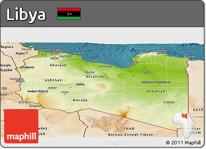 Physical Panoramic Map of Libya, satellite outside