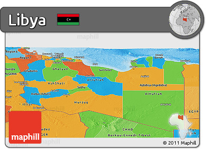 Political Panoramic Map of Libya