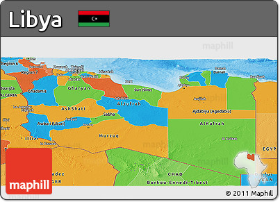 Political Panoramic Map of Libya