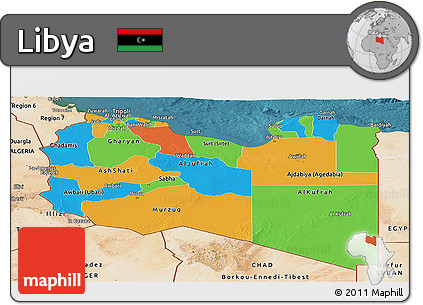 Political Panoramic Map of Libya, satellite outside