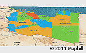 Political Panoramic Map of Libya, satellite outside