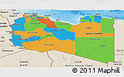 Political Panoramic Map of Libya, shaded relief outside