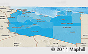 Political Shades Panoramic Map of Libya, shaded relief outside