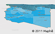 Political Shades Panoramic Map of Libya, single color outside, satellite sea