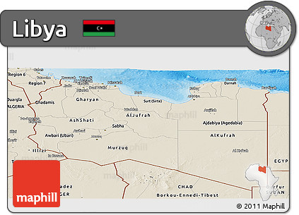 Shaded Relief Panoramic Map of Libya