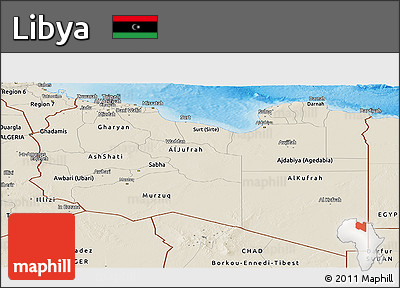 Shaded Relief Panoramic Map of Libya