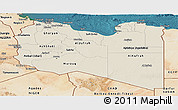Shaded Relief Panoramic Map of Libya, satellite outside