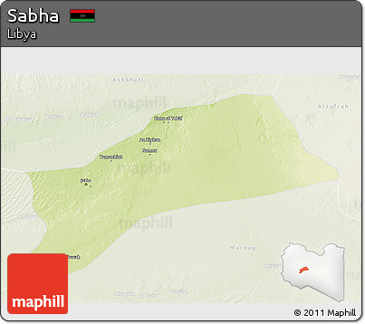 Physical 3D Map of Sabha, lighten