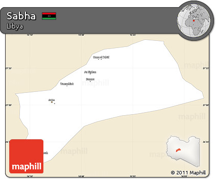 Classic Style Simple Map of Sabha, single color outside