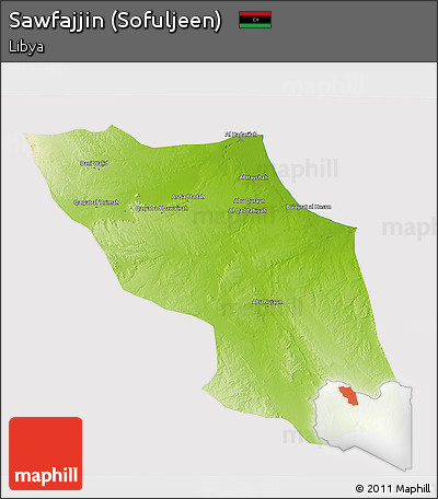 Physical 3D Map of Sawfajjin (Sofuljeen), cropped outside