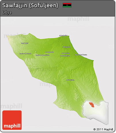 Physical 3D Map of Sawfajjin (Sofuljeen), cropped outside