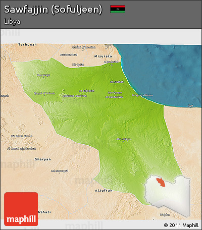 Physical 3D Map of Sawfajjin (Sofuljeen), satellite outside