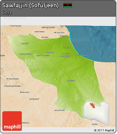Physical 3D Map of Sawfajjin (Sofuljeen), satellite outside