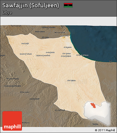 Satellite 3D Map of Sawfajjin (Sofuljeen), darken