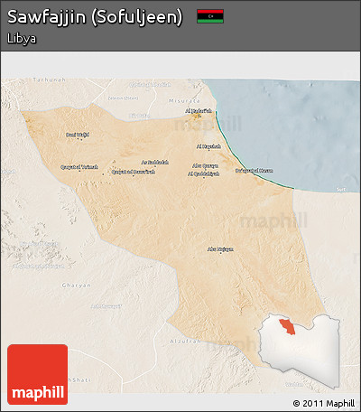 Satellite 3D Map of Sawfajjin (Sofuljeen), lighten