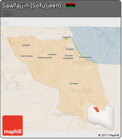Satellite 3D Map of Sawfajjin (Sofuljeen), lighten