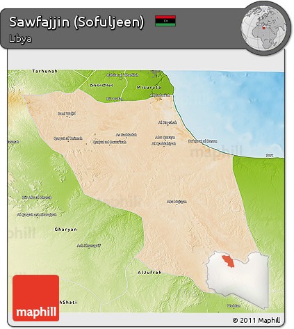 Satellite 3D Map of Sawfajjin (Sofuljeen), physical outside