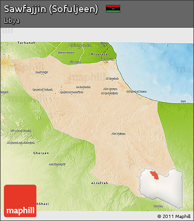 Satellite 3D Map of Sawfajjin (Sofuljeen), physical outside