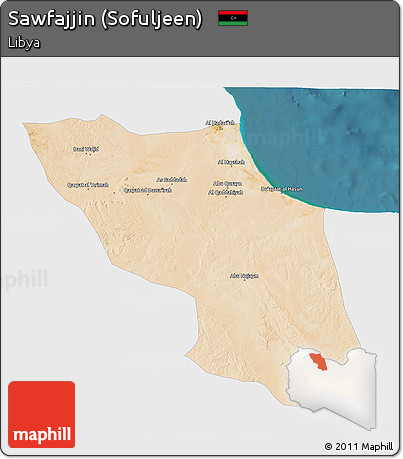 Satellite 3D Map of Sawfajjin (Sofuljeen), single color outside
