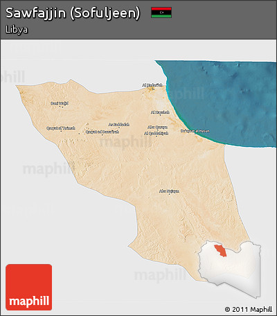 Satellite 3D Map of Sawfajjin (Sofuljeen), single color outside