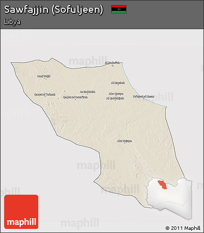 Shaded Relief 3D Map of Sawfajjin (Sofuljeen), cropped outside