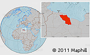 Gray Location Map of Sawfajjin (Sofuljeen), hill shading