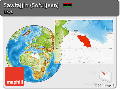 Physical Location Map of Sawfajjin (Sofuljeen), highlighted country