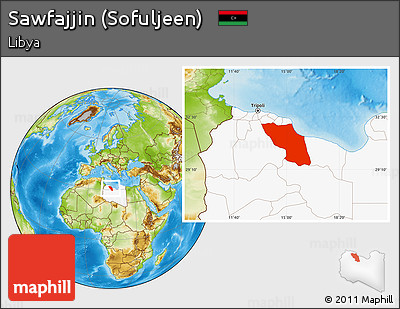 Physical Location Map of Sawfajjin (Sofuljeen), highlighted country