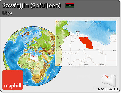 Physical Location Map of Sawfajjin (Sofuljeen), highlighted country