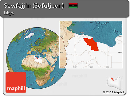 Satellite Location Map of Sawfajjin (Sofuljeen), highlighted country