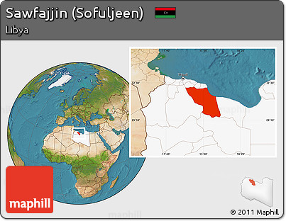 Satellite Location Map of Sawfajjin (Sofuljeen), highlighted country
