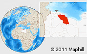 Shaded Relief Location Map of Sawfajjin (Sofuljeen), highlighted country