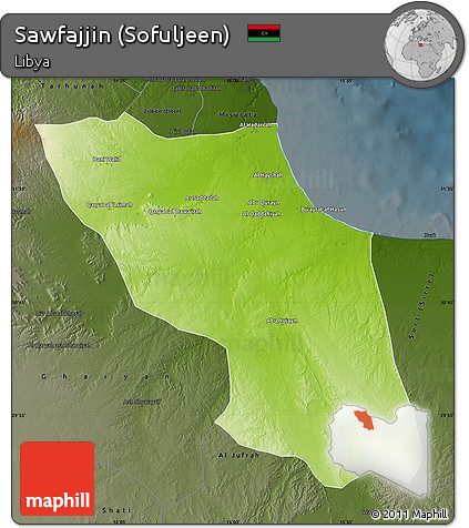 Physical Map of Sawfajjin (Sofuljeen), darken
