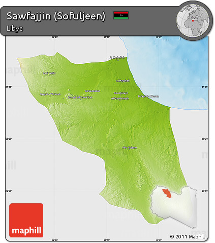 Physical Map of Sawfajjin (Sofuljeen), single color outside