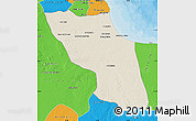 Shaded Relief Map of Sawfajjin (Sofuljeen), political outside