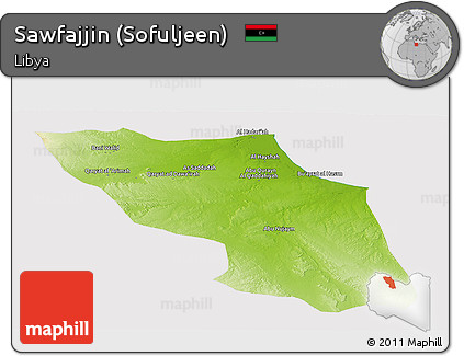 Physical Panoramic Map of Sawfajjin (Sofuljeen), cropped outside