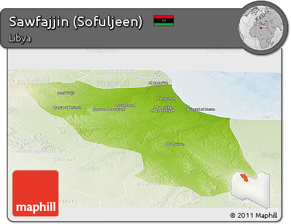 Physical Panoramic Map of Sawfajjin (Sofuljeen), lighten