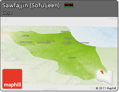 Physical Panoramic Map of Sawfajjin (Sofuljeen), lighten
