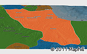 Political Panoramic Map of Sawfajjin (Sofuljeen), darken