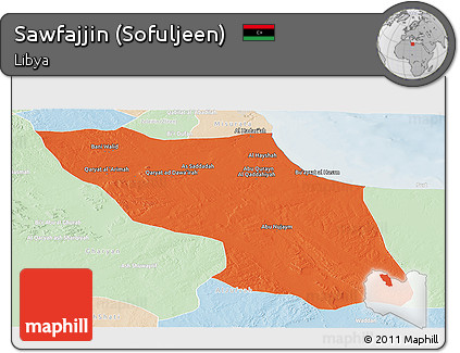 Political Panoramic Map of Sawfajjin (Sofuljeen), lighten